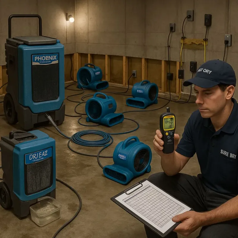 Structural Drying and Dehumidification process in Carrizo Springs, TX